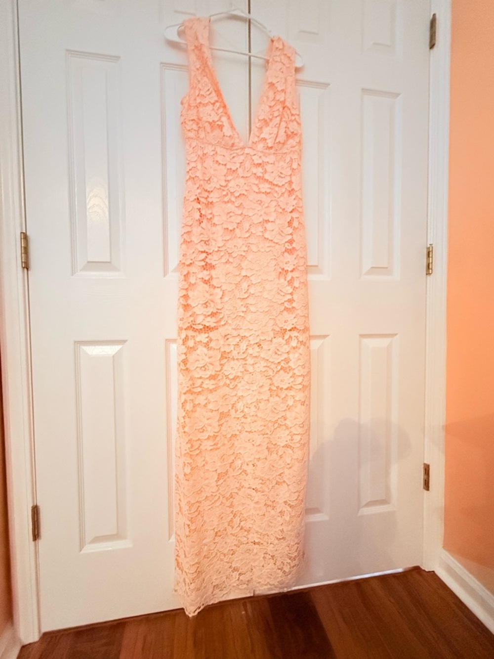 Marciano Lace Maxi Dress in Peach